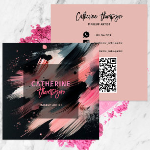 Abstrakt Artistic Rosa Black Paint Push Strocks Fyrkantigt Visitkort