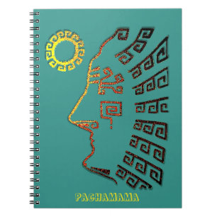 Abstrakt Artistic Teckning of Machu Picchu on Teal Anteckningsbok
