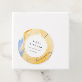 Abstrakt Artistisk Gult Blue Watercolor Art Gåvor Etiketter