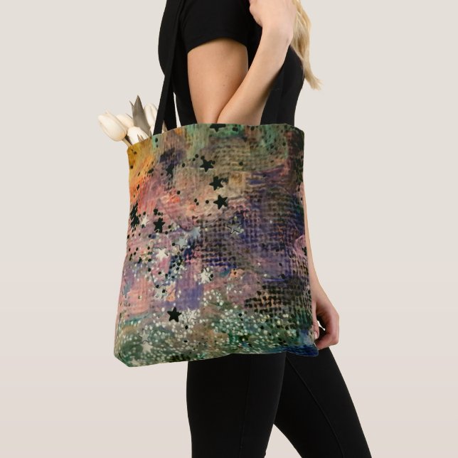 Abstrakt Artsy glitter tote Tygkasse (Närbild)