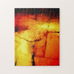 Abstrakt Artwork Red Gult Modern Pussel