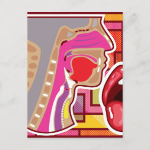 Abstrakt Artwork Throat n Nosdiagram Vykort