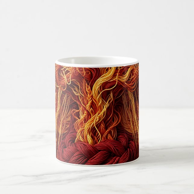 Abstrakt Åskstorm Eldröd Tråd Kaffe Mugg (Center)