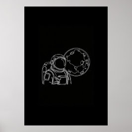 abstrakt astronaut 1 konturkonst poster