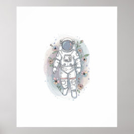 abstrakt astronaut 1 konturkonst poster