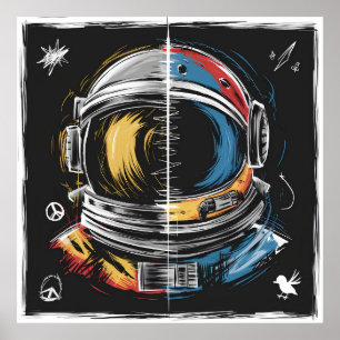 Abstrakt Astronaut Helmet Art Poster