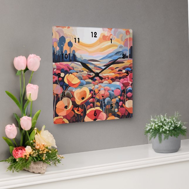 Abstrakt, återblommor rund klocka (Skapare uppladdad)