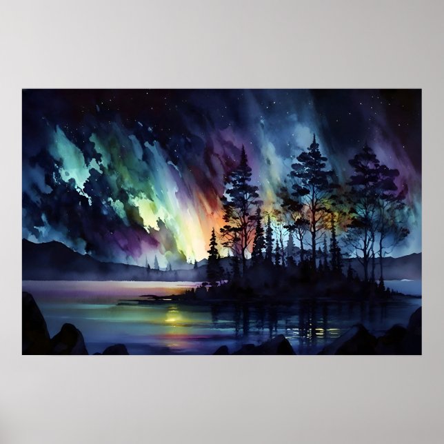Abstrakt Aurora Borealis Poster (Framsidan)