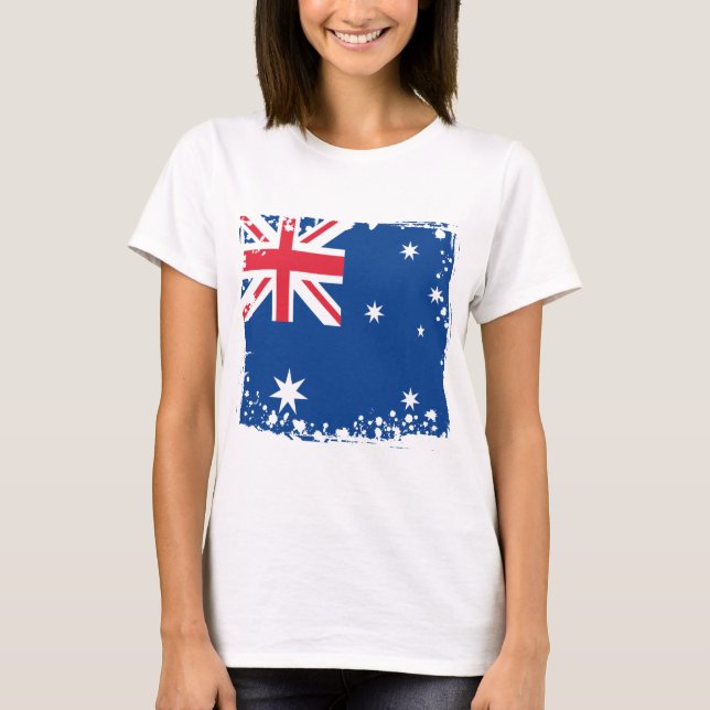 Abstrakt Australien flagga, australierfärger Tee (Framsida)