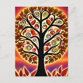 Abstrakt Autumn Harvest Träd Vykort