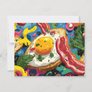 Abstrakt av ägg och bacon Mönster från höggradig p Vykort