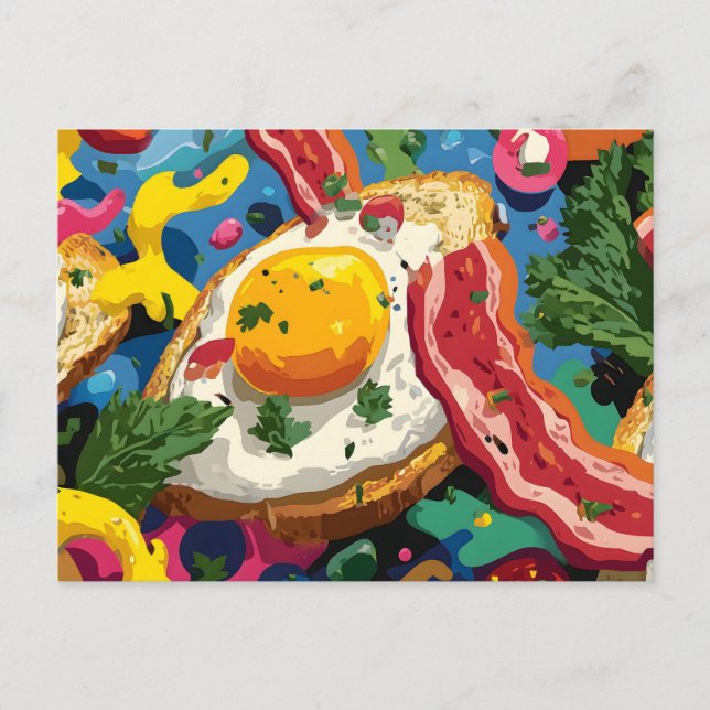 Abstrakt av ägg och bacon Mönster från höggradig p Vykort (Framsida)