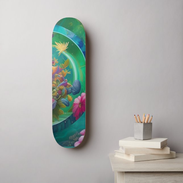 Abstrakt av akvatisk Blommigt under vatten Garden Mini Skateboard Bräda 18,5 Cm (Väggkonst)
