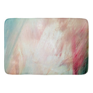 Abstrakt av Aqua och Rosa Push Stroke Bath Mat Badrumsmatta