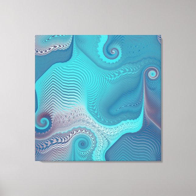 Abstrakt av Aqua och Taupe Oceanic Swirls Canvastryck (Framsida)