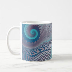 Abstrakt av Aqua och Taupe Oceanic Swirls Kaffemugg