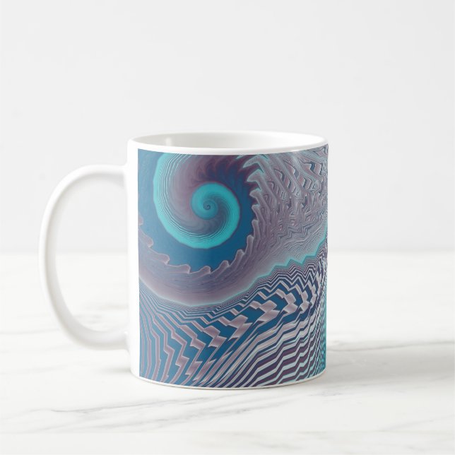 Abstrakt av Aqua och Taupe Oceanic Swirls Kaffemugg (Vänster)