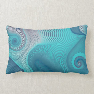 Abstrakt av Aqua och Taupe Oceanic Swirls Lumbarkudde