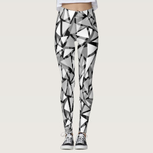Abstrakt av baljväxter, geometriskt svart och gråt leggings