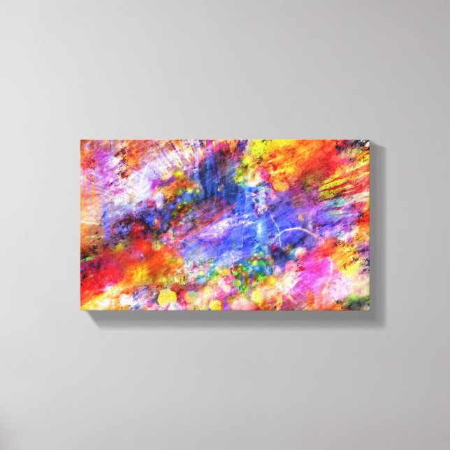 Abstrakt av blå Gult - röd Multifärgad Canvastryck (Framsida)