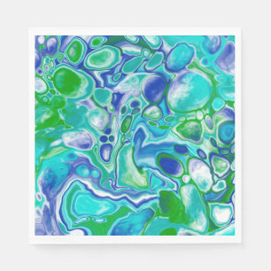 Abstrakt av blå och Grönt marmor Fluid Art Pappersservett
