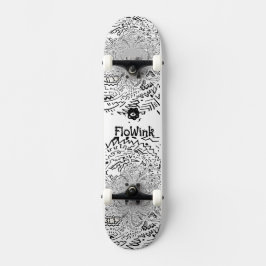 Abstrakt av Black White Artsy Coola Art Mini Skateboard Bräda 18,5 Cm