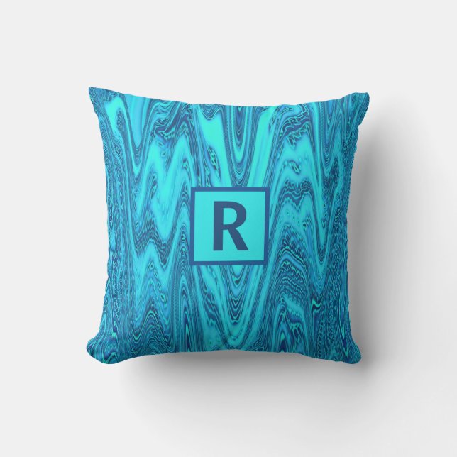 Abstrakt av bläckhavets  i Monogrammed Initialer Kudde (Framsida)