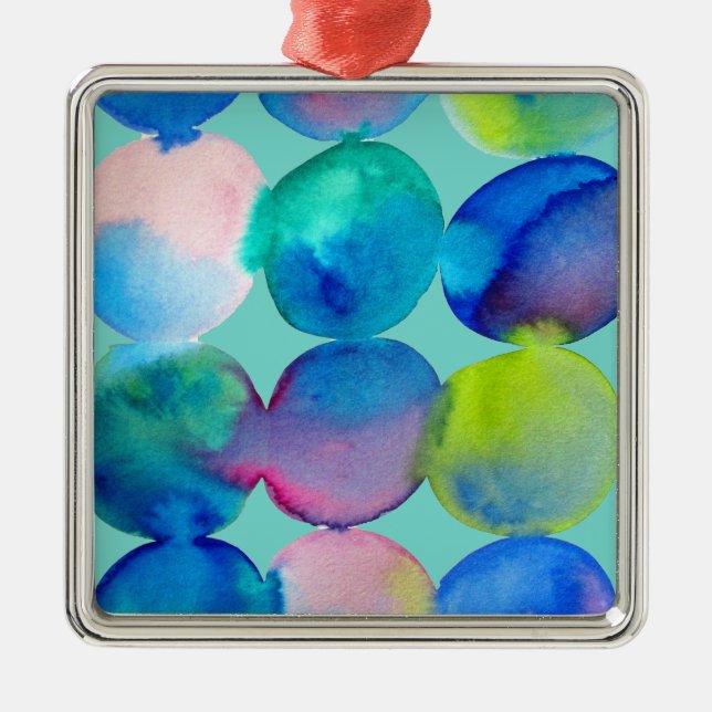 Abstrakt av blåfärgad coola julgransprydnad metall (Framsidan)