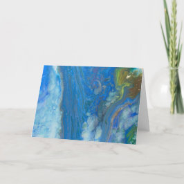 Abstrakt av blått Grönt Akrylfluid Art Kort