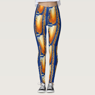 abstrakt av blått och gult, vattenfärg mönster art leggings