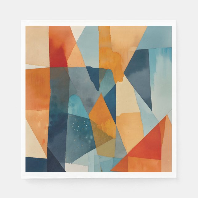 Abstrakt av blått och Orange Pappersservett (Framsidan)