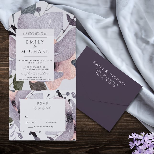 Abstrakt av Blommigt i Bold Violet Plum Mauve i en (Skapare uppladdad)