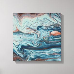 Abstrakt av Blue & Peach Fluid Zigzag Lagrar Canvastryck