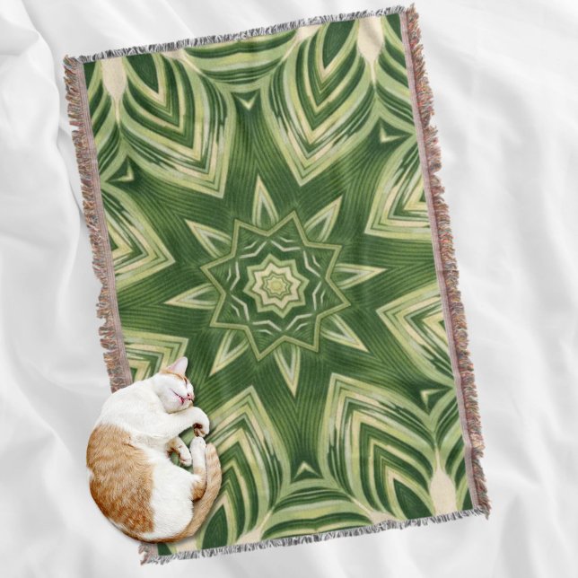 abstrakt av botaniska tropiska handflatan-löv filt (greenery abstract botanical tropical palm leaves throw blanket)