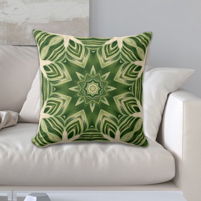 abstrakt av botaniska tropiska handflatan-löv kudde (greenery abstract botanical tropical palm leaves throw pillow)