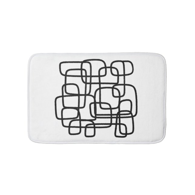 Abstrakt av contemporary konst, svart och vit badrumsmatta (Framsidan)