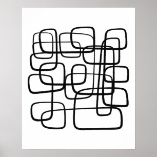 Abstrakt av contemporary konst, svart och vit poster