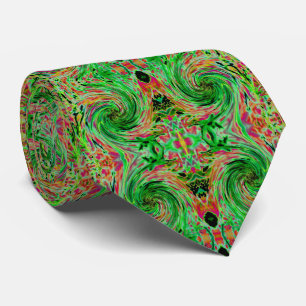 Abstrakt av coola, grön och svart Blommigt Swirl Slips