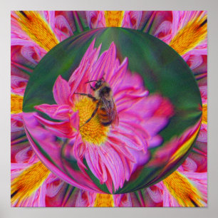 Abstrakt av Daisyn humla Rosa Natur Art Poster