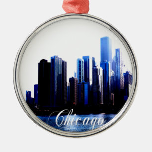 Abstrakt av Downtown Chicago-effekter Julgransprydnad Metall
