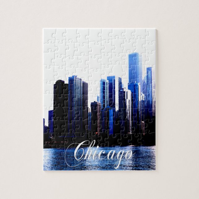 Abstrakt av Downtown Chicago-effekter Pussel (Vertikal)