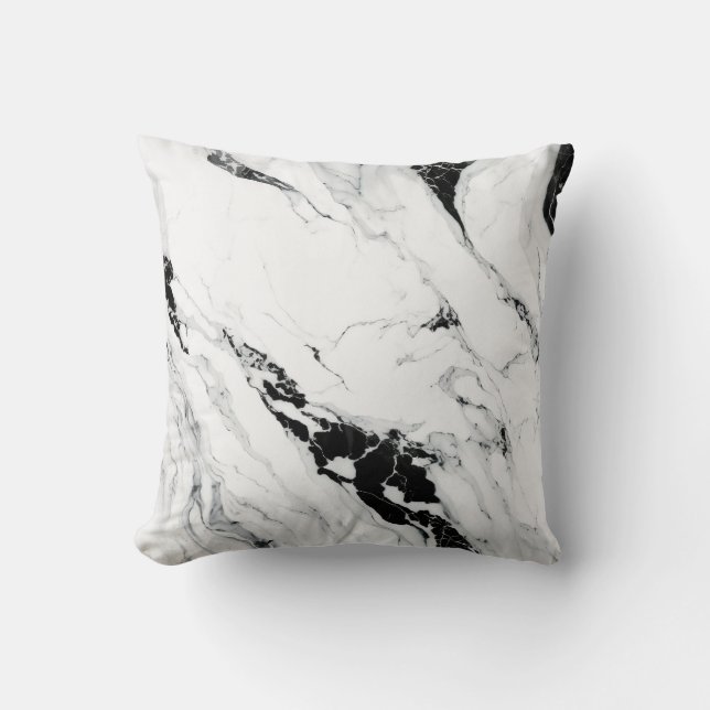 abstrakt av elegant, svart och vit marmor kudde (Framsida)