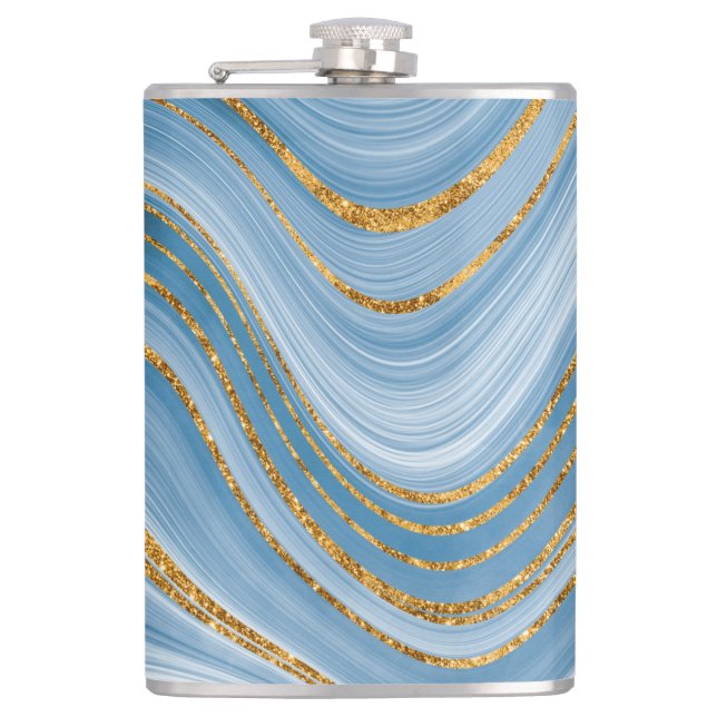 Abstrakt av Eleganten Blue Guld Glitter Marble Fickplunta (Framsidan)