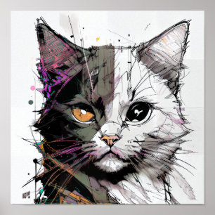 Abstrakt av en katt poster