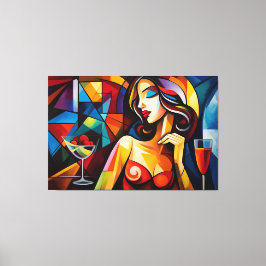 Abstrakt av en kvinna med fruktglas canvastryck