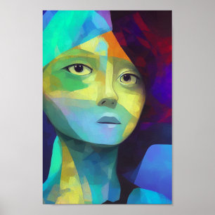 Abstrakt av en vacker konsthandling för flickor poster