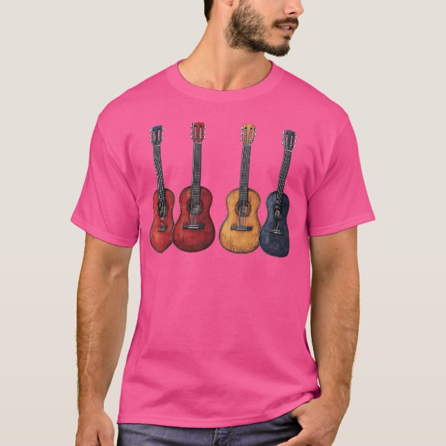Abstrakt av ett akustiskt klassiskt gitarr för gu t shirt (Framsida)