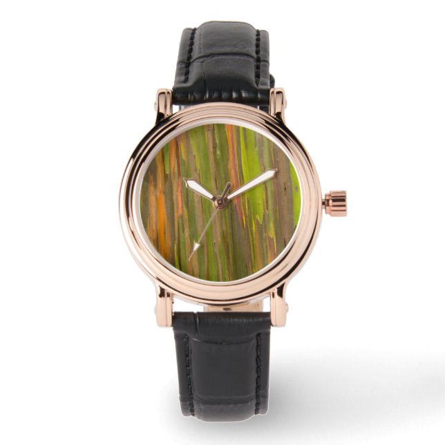 Abstrakt av eukalyptusbark armbandsur (Framsida)
