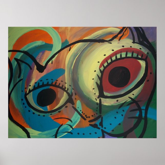 Abstrakt av färgad katt poster (Framsidan)