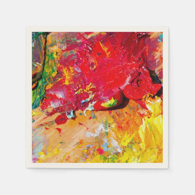 Abstrakt av färgad konstnärspalett pappersservett (Framsidan)